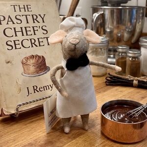 Hand-Felted Chef Mouse Ornament | Needle-Felted Kitchen Decor